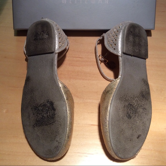 Stuart Weitzman Audrina Sparkle Gold Sandals 13 - Picture 3 of 3